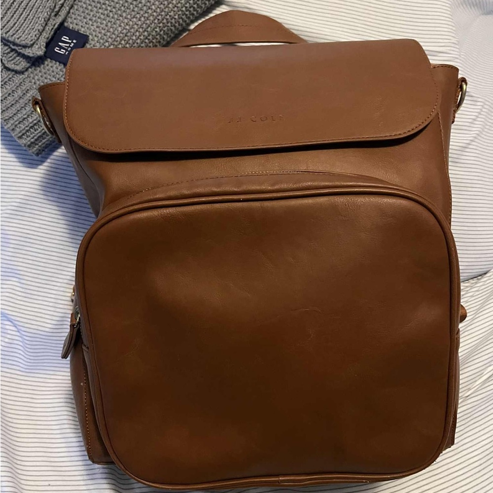JJ Cole Brown Leather Backpack/Diaper Bag